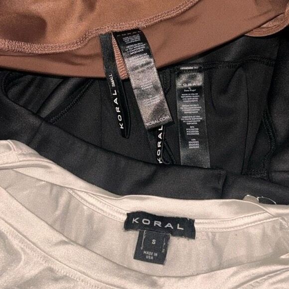 Koral 3pc Yoga Lustrous High Rise Scuba Leggings Logo Muscle Tank Set Small - Picture 6 of 9